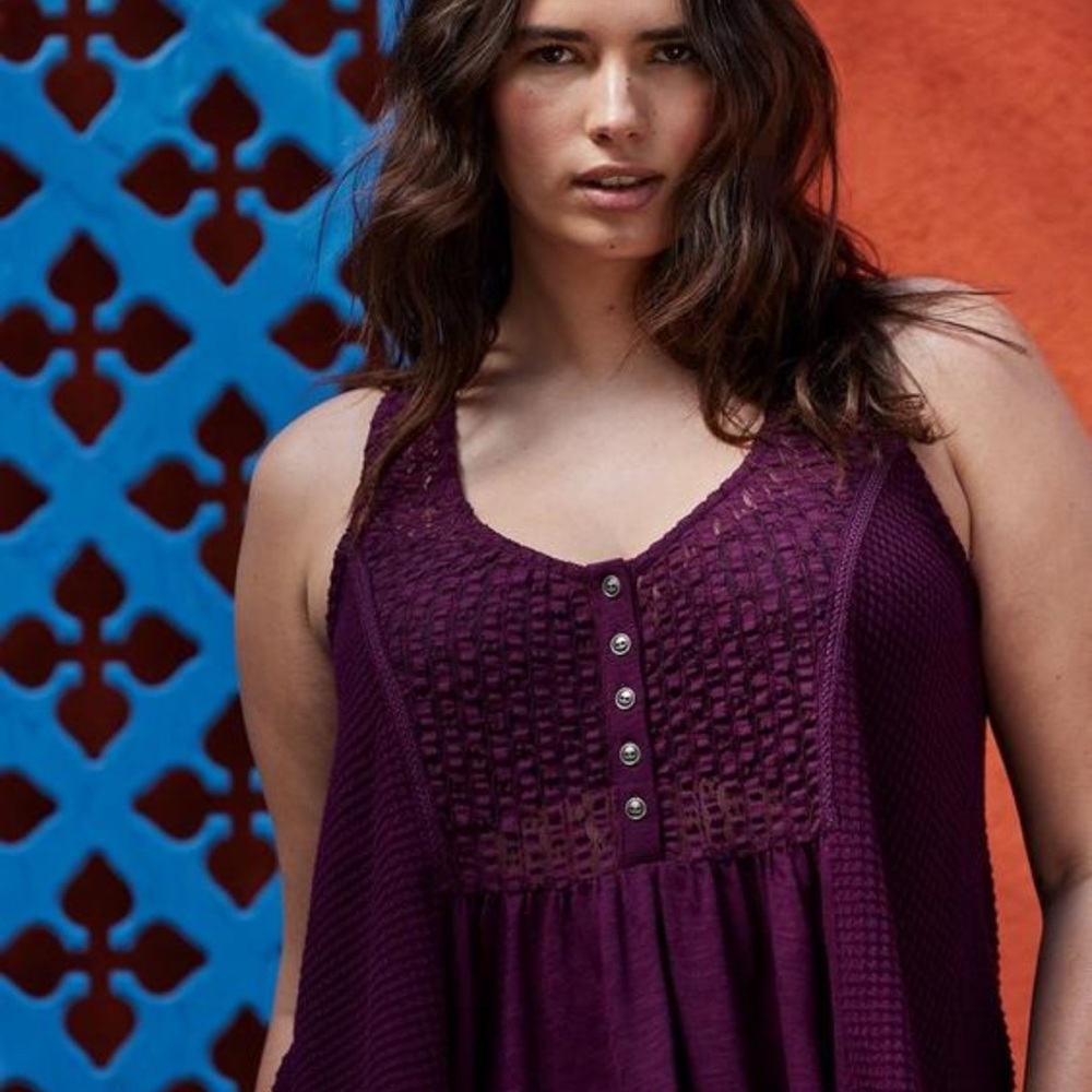Torrid Size 0 Festi Collection Scoop Neck Henley Tank NWT